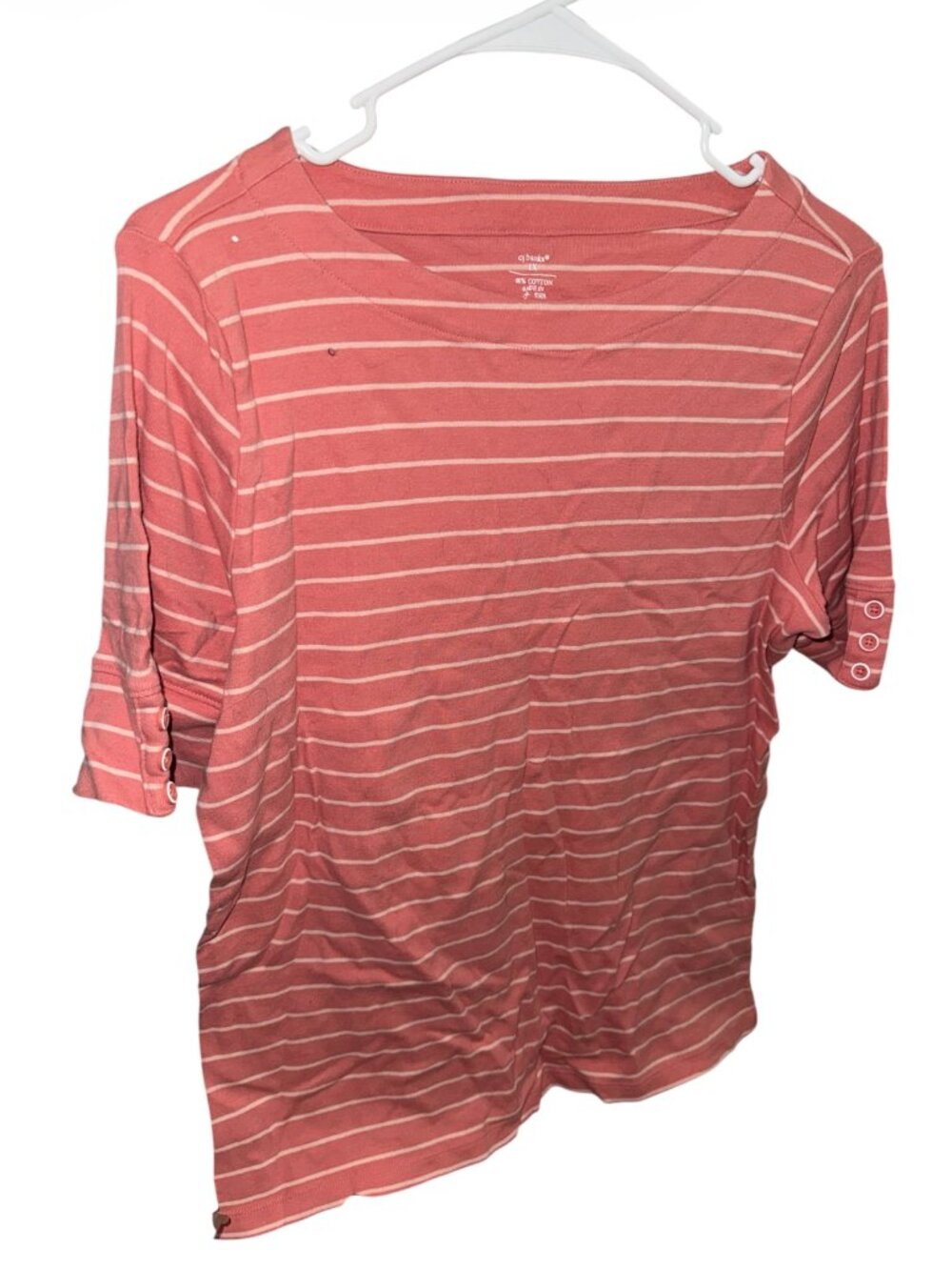 CJ Banks 100% Cotton Striped Crew Neck Shirt Women's Size 1X